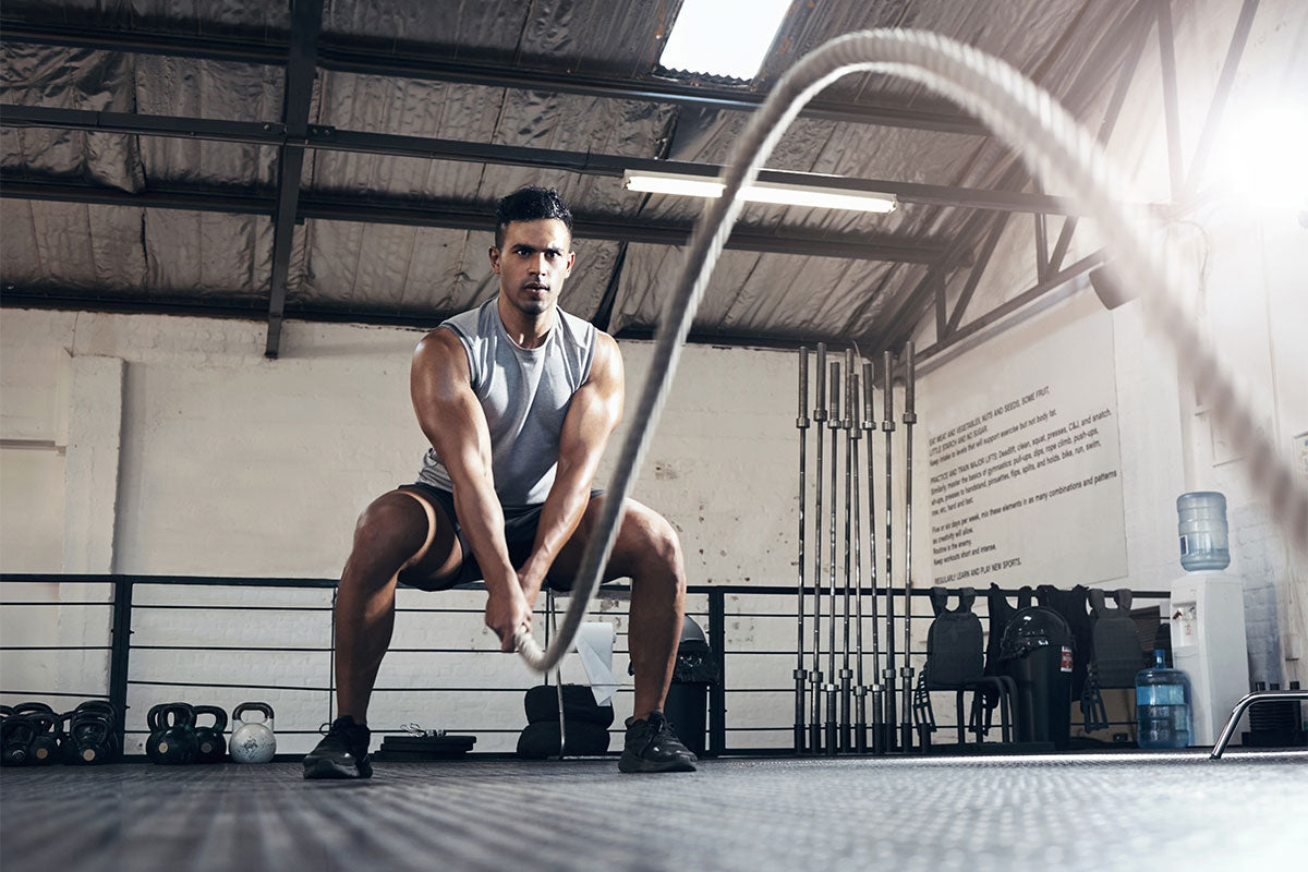 Athlete in a gym with a rope cardiovascular health and recovery
